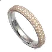 Genuine Seed Pearl Eternity Ring* Genuine 925 STERLING SILVER* Size 8 / Q