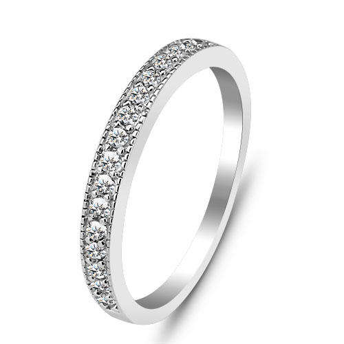 5 AVAILABLE - White CZ Semi-Eternity Ring* Genuine 925 STERLING SILVER* Size 8
