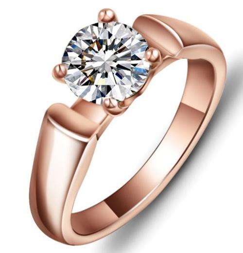 Elegant 1.05 carat Solitaire 14kt Rose Gold plated Ring. Size 8 / P and a half
