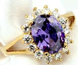 Beautiful 1.90 carat Oval Halo Amethyst CZ Ring. Size 10