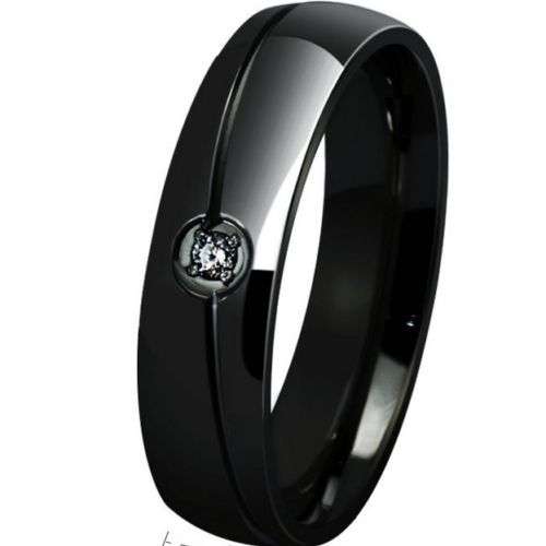 ***70% OFF CLEARANCE SALE*** Black band White CZ Authentic Stainless steel Mens Ring - Size 14 / Z+4