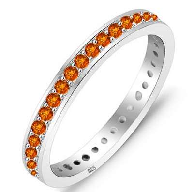 2 AVAILABLE! Burnt Orange Eternity Ring* Genuine 925 STERLING SILVER* Size 10