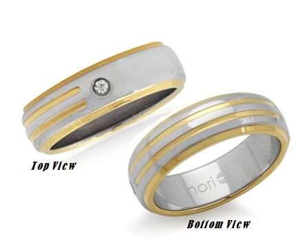 Stunning!!! 14kt Yellow Gold Trim 6MM Wedding Ring by Inori. Size 5 / J+