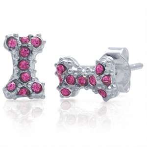 Rose Pink Swarovski Elements Sterling Silver Bone Stud Earrings
