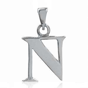 925 Sterling Silver Alphabet/Initial N Charm Pendant