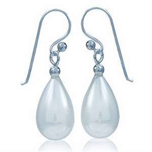 White Imitation Pearl 925 Sterling Silver Drop Dangle Earrings