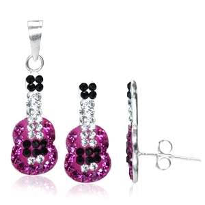 TOP QUALITY! Dutchess Collection - Swarovski elements guitar Pendant, Earrings and Chain