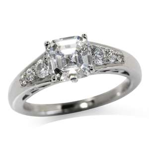 Exquisite Detailed Band 14kt White Gold Vermeil Engagement Ring. Size 8