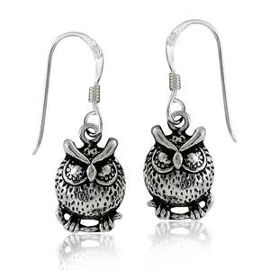 RETAIL: R400: 925 Sterling Silver WISE OWL Dangle Earrings