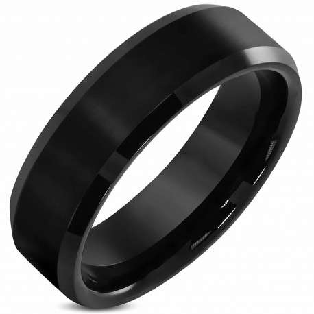 BLACK 8mm Authentic 316L Mens Ring - Size 7 / O
