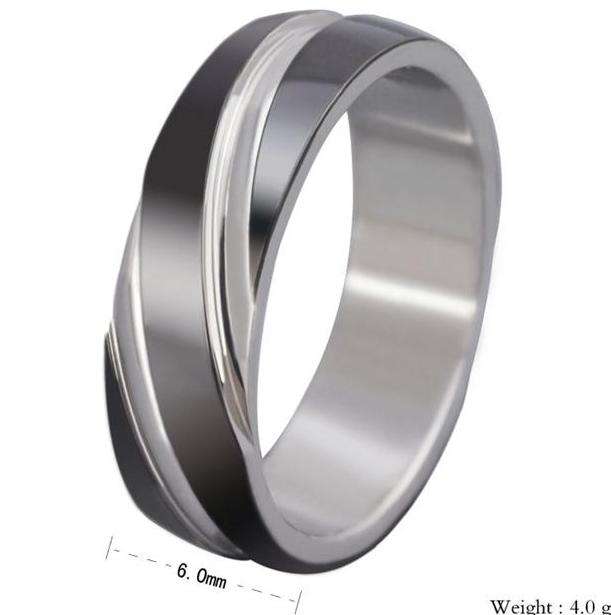 Charcoal finish 6mm Mens stainless steel band. Size 11 /  V-W