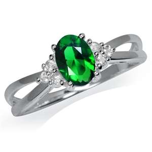 Tsavorite Green & White CZ 925 Sterling Silver Ring - 10 / U
