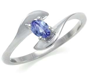 0.16ct Genuine Tanzanite Solitaire 925 Sterling Silver Ring - Size 5 / J+