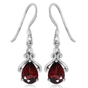 1.56ct. Natural Garnet 925 Sterling Silver Drop Dangle Earrings