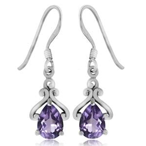 1.56ct. Natural Amethyst 925 Sterling Silver Drop Dangle Earrings