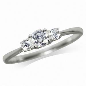 White Zircon 0.35ct 925 Sterling Silver Ring - Size 7