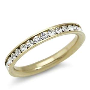 White Zircon 3MM Wedding Eternity Channel Band Ring. Size 5