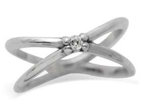 925 Sterling Silver Cross-Band Knuckle MIDI Ring. Size 3