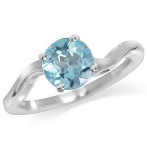 **TOP QUALITY** 1.59ct Genuine Blue Topaz Sterling Silver Solitaire Ring. Size 10