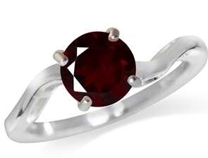 **TOP QUALITY** 1.39ct Natural Garnet Sterling Silver Solitaire Ring. Size 6.75