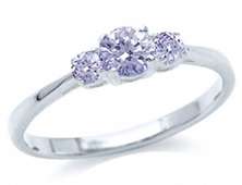 Lavender CZ 0.34ct Genuine Sterling Silver Trilogy Ring - 4 / H
