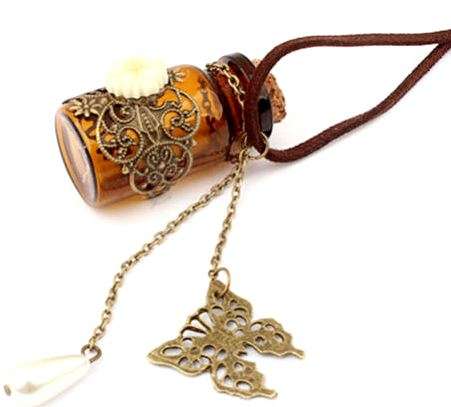 SALE MADNESS!!! Message Bottle Flower Butterfly Pendant Leather Necklace