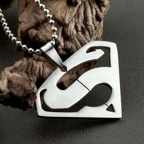 SALE MADNESS!!! Mens Stainless Steel SUPERMAN Pendant Beads Chain