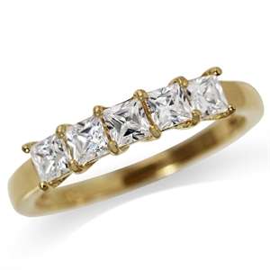 White Zircon 14kt Yellow Gold and 925 Sterling Silver Ring. Size 5