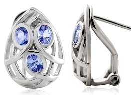 **Value: R2640.00** Natural 0.90ct Tanzanite 18k White Gold Vermeil Omega Earrings