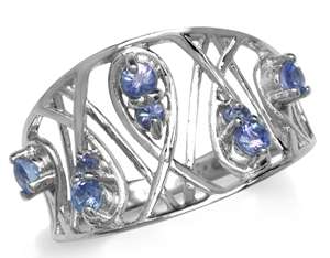 [ERV R3100] 0.45ct Genuine Tanzanite White Gold Vermeil Ring. Size 8 / P+