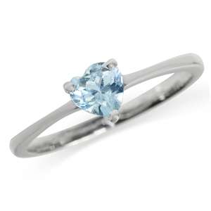 Genuine 0.50ct Blue Topaz Heart 925 Sterling Silver Ring - Size 5 / L+