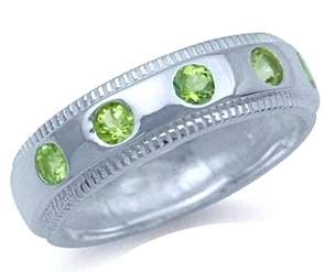 *STERLING SILVER GUARANTEE* Genuine Peridot 0.50ct Eternity Band. Size 6.5 / M+