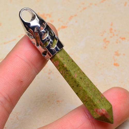 GORGEOUS! NATURAL UNAKITE GEMSTONE PENDULUM PENDANT