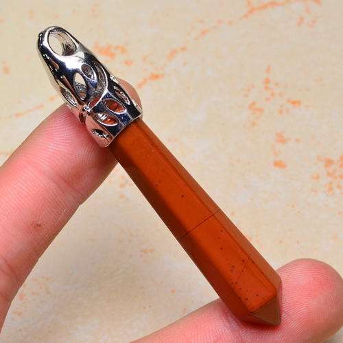 GORGEOUS! NATURAL RED JASPER GEMSTONE PENDULUM PENDANT