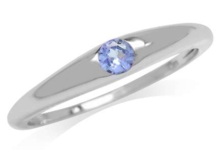 Genuine 0.16ct Tanzanite 925 Sterling Silver Band Ring. Sizes 5-9 available