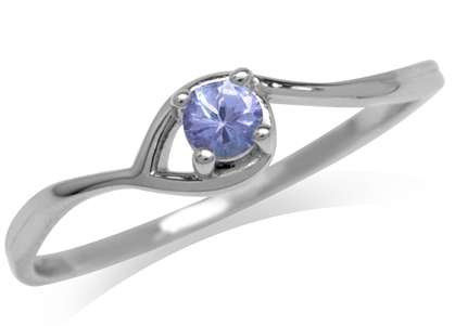 Genuine 0.12ct Tanzanite 925 Sterling Silver Journey Ring. Size 5 / K