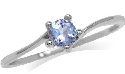 Genuine 0.25ct Tanzanite 925 Sterling Silver Journey Ring. Sizes 5-9 available