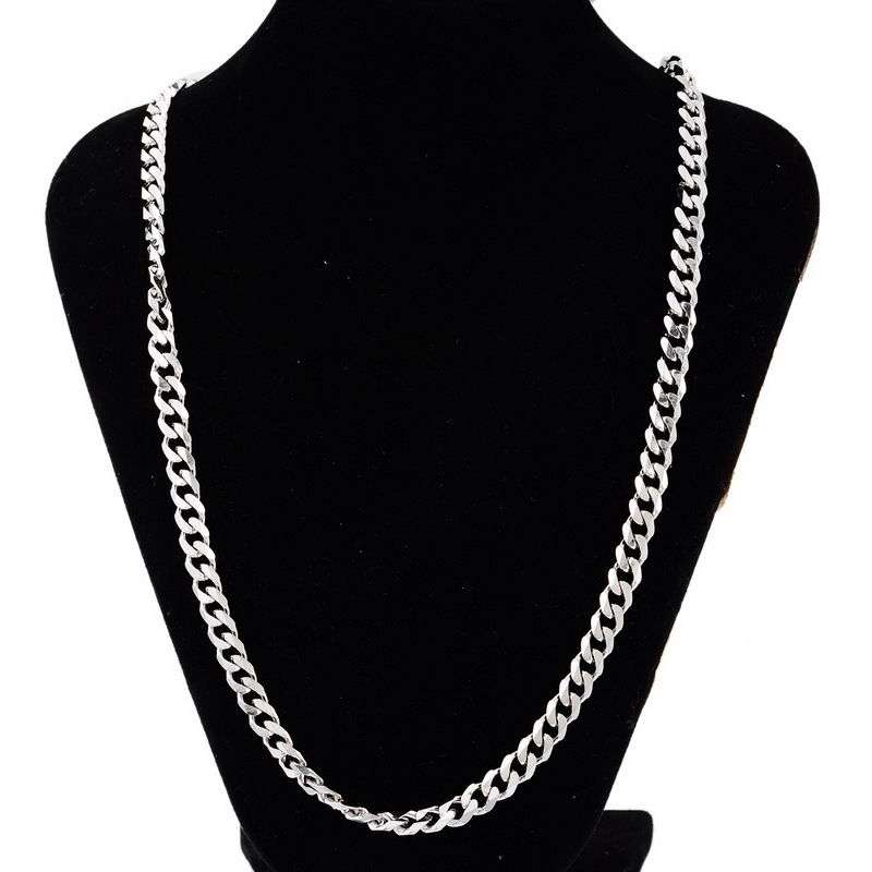 Genuine Solid Stainless Steel 48CM Chain Flat Curb Necklace