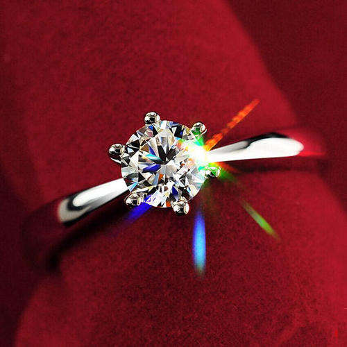 Cubic Zirconia Rhodium Plated Ring - Size 7