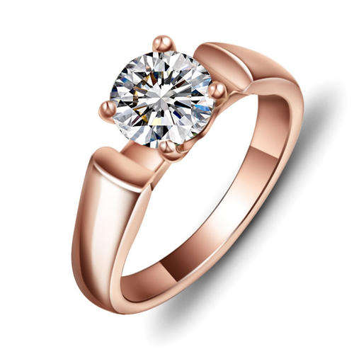 Cubic Zirconia Elegant Rose Gold Plated Ring - Size 8