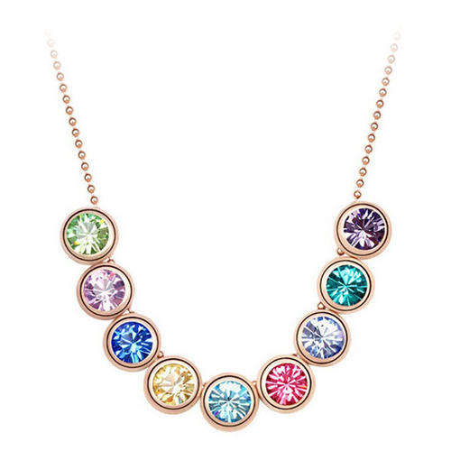BEAUTIFUL! Multicolor Cubic Zirconia Necklace - 40cm+5cm extender Chain