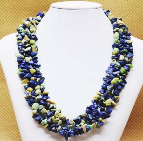 ***IN STOCK*** AFRICAN TURQUOISE, LAPIS LAZULI GEMSTONE CHIP CHOKER