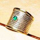ONE-OF-A-KIND HANDMADE GREEN ONYX GEMSTONE 9CT GOLD VERMEIL RING SZ 8