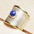 ONE-OF-A-KIND HANDMADE LAPIS LAZULI GEMSTONE 9CT GOLD VERMEIL RING SZ 8.25