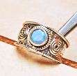 ONE-OF-A-KIND HANDMADE LABRADORITE GEMSTONE 925 STERLING SILVER RING SZ 8.5