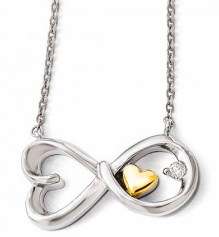 WOW! Heart Infinity Necklace with Gold Heart and Crystal
