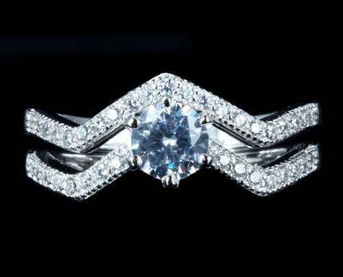 "~~`~~'BREATHTAKING'~~``~~" A Beautiful Solitaire Engagement + Wedding Set SOLID STERLING SILVER 925