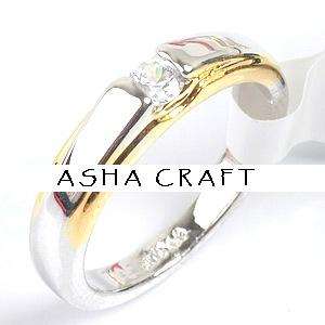 *** SIZE 7 / O *** Extraordinary 0.15ct Lab Diamond Two-Tone Ladies Ring in 18krg