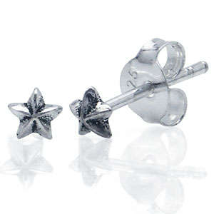Stars Solid Sterling Silver Stud Earrings