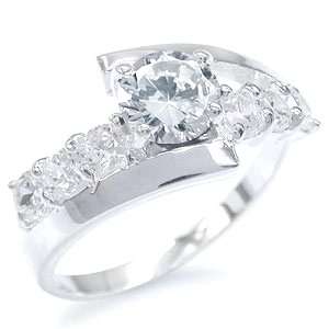 **Size 7 / O** Unique 1.60ctw Lab Diamond Engagement Ring in Genuine .925 Solid Silver